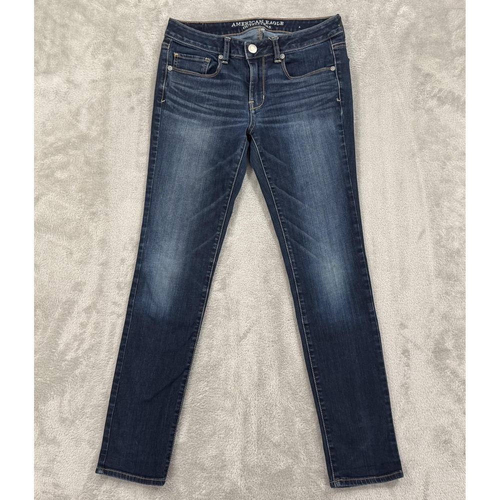 American Eagle Outfitters Jeans‎ Womens 8 Blue Skinny Viscose Stretch Whiskered